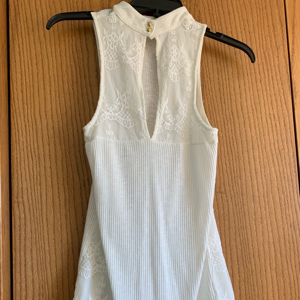 mock turtle neck lace tank